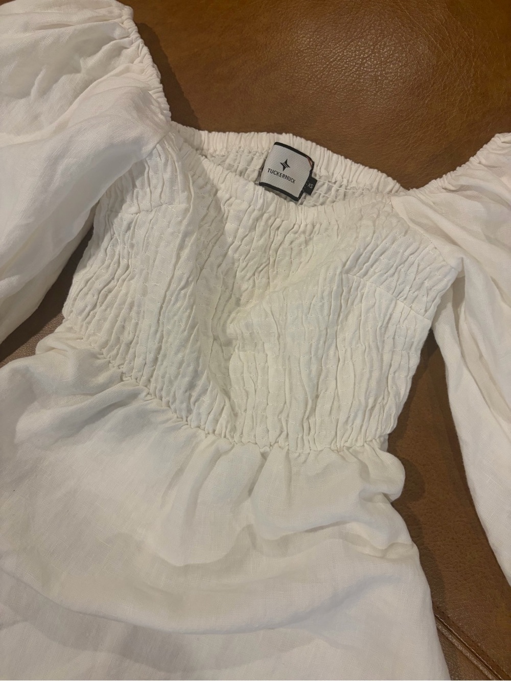 Tuckernuck Annie 100% Linen Smocked Mini Dress — XS